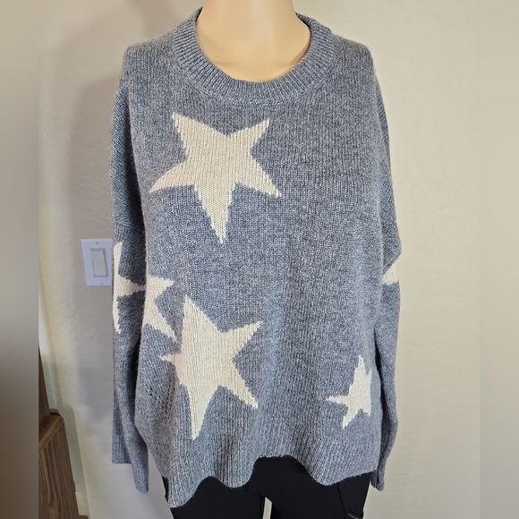 Zadig & Voltaire 100% Cashmere Markus C Star Sweater Grey Size XS Paris France - Picture 1 of 14